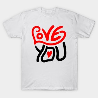 Love You Lettering Red T-Shirt